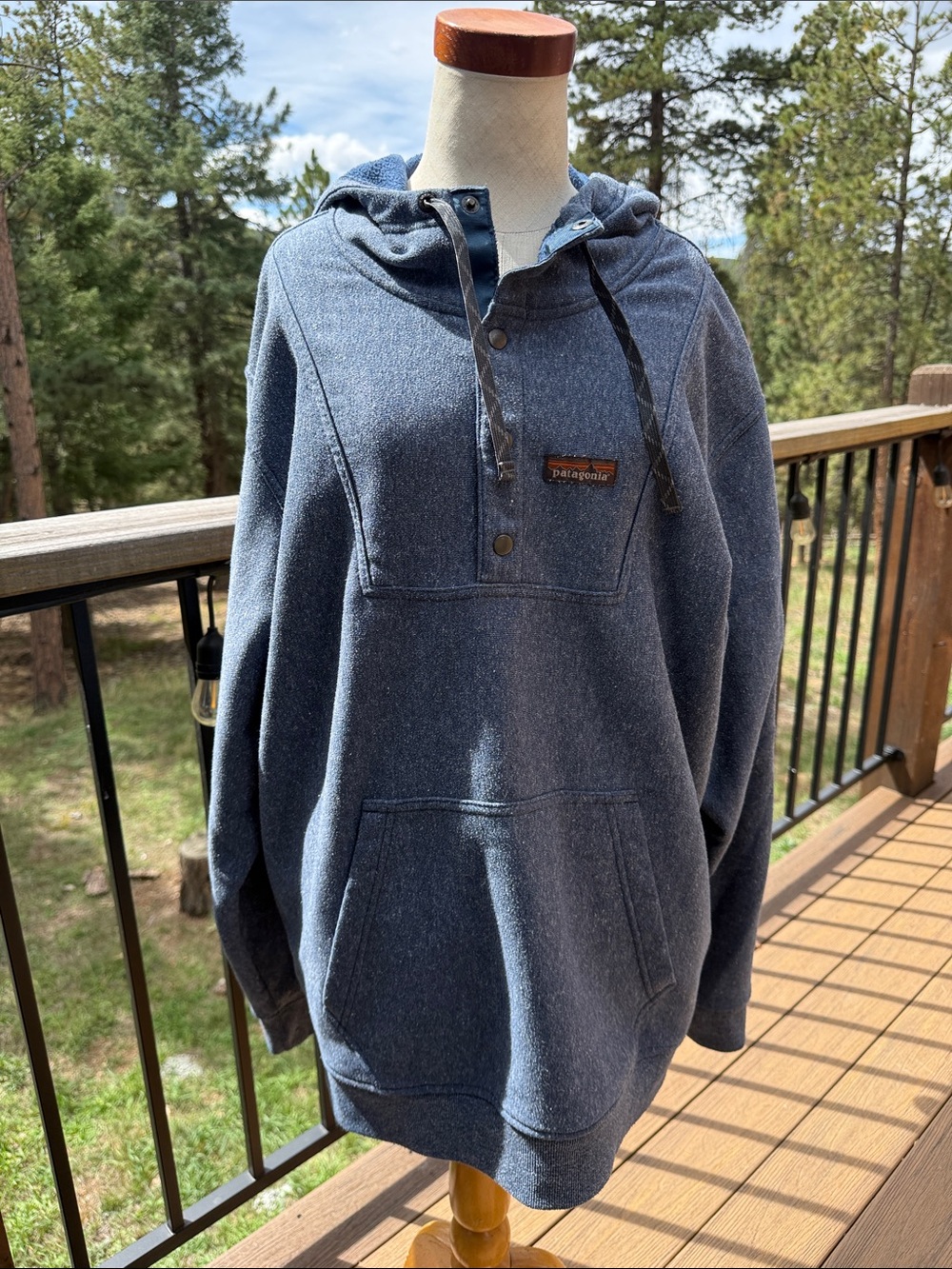 Patagonia Snap-T Hoody Men’s XL Blue Hooded Fleece Pullover